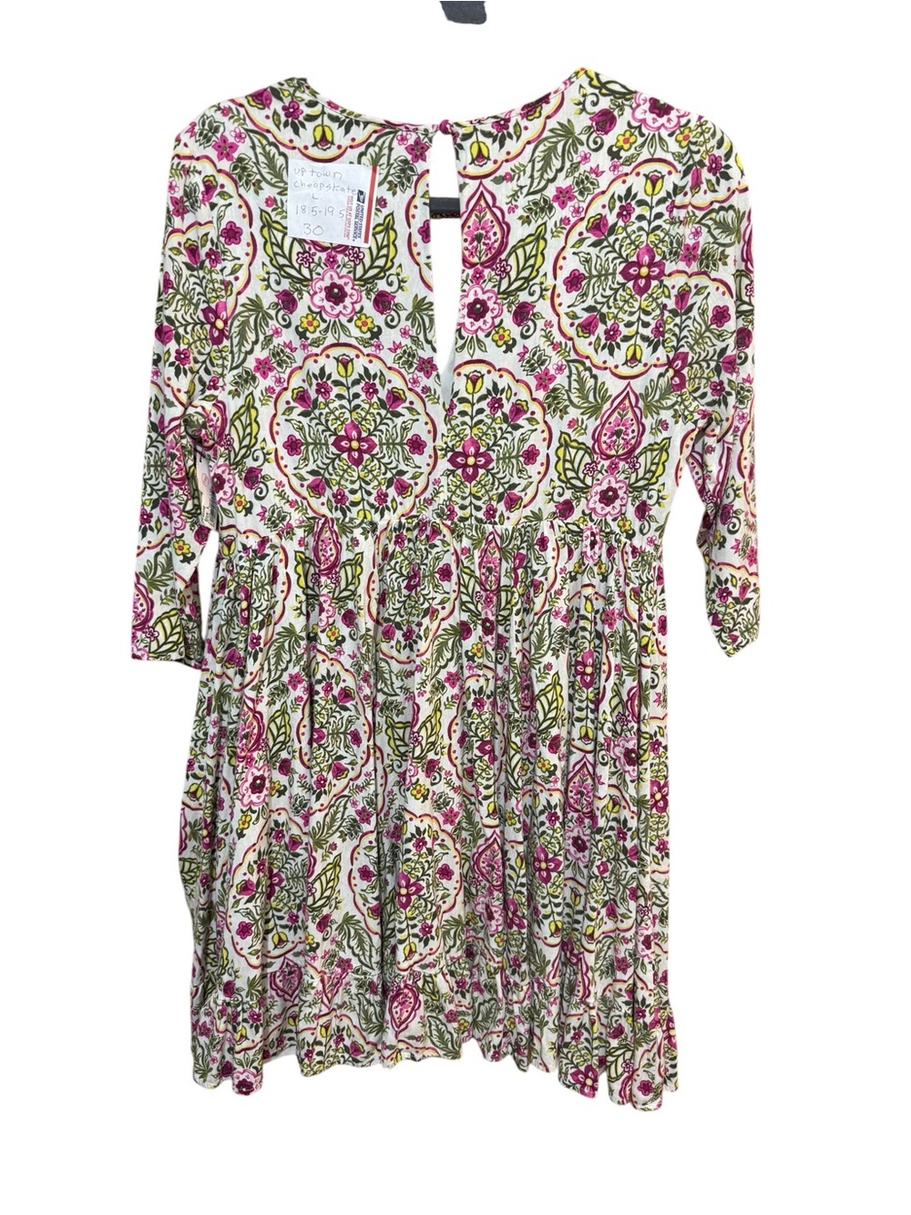Torrid Ivory Floral Challis Skater Dress Keyhole 3/4 Sleeve Size 00 10 12 Medium - Picture 3 of 3